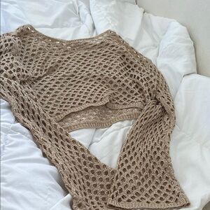 Women's Tan Crochet Sweater